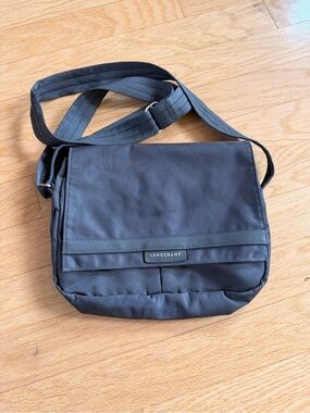 Longchamp Black Nylon Crossbody Messenger Bag